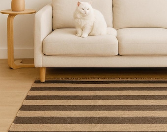 Handmade Striped Wool Kilim Rug | 6x9 Flat Weave Area Rug