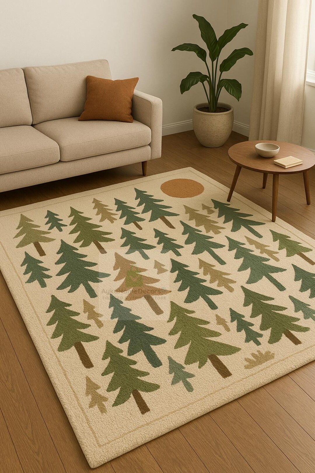 Hand-tufted Wool Area Rug – Forest Tree Design, Woodland Decor - Etsy