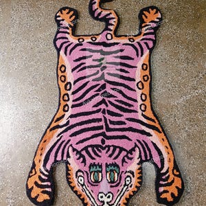 Tiger Shaped Tufted Rug | Animal Theme Rug | Animal Shape Rug | Hand Tufted Rug | Kids Room Decor Rug | Nursery Decor Rug | Playroom Rug |