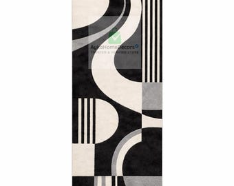 Alfombra de pasillo geométrica abstracta en blanco y negro, moderna y minimalista, decoración para el suelo del pasillo.