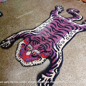 Handmade Tufted Tiger Rug | Hand Tufted Animal Floor Mat | Cute Nursery Decor | Kids Room Carpet | Whimsical Wildlife Rug | Playroom Decor