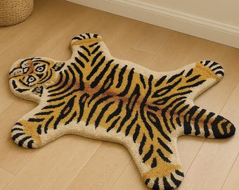 Hand-Tufted Wool Tiger Rug | Kids Playroom Carpet