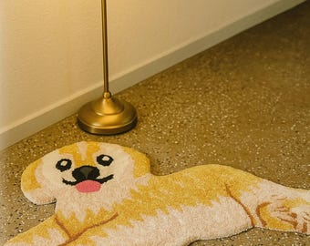 Alfombra de lana hecha a mano para cachorros / Alfombra para perros con mechones, decoración para guardería infantil.
