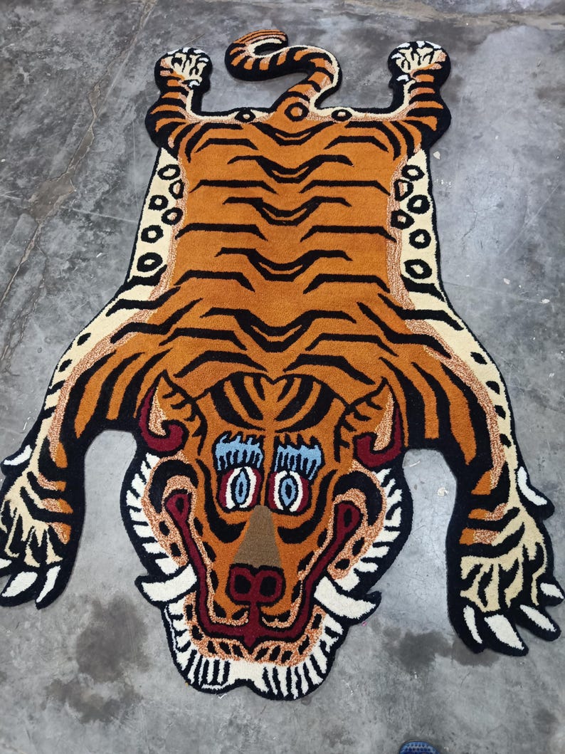 Tibetan Tiger Rug | Modern Animal Rug for Hall Way Entry Way & Bedroom ...