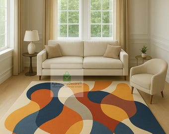Hand Tufted Wool Rug, Modern Abstract Multicolor Carpet