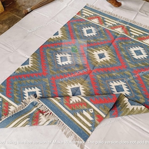 6x9 Handmade Wool Flat Weave Kilim Rug | Colorful Rug | Geometric Area Rug For Decor | Rugs For Bedroom And Living Room | Kilim Rug Runner |