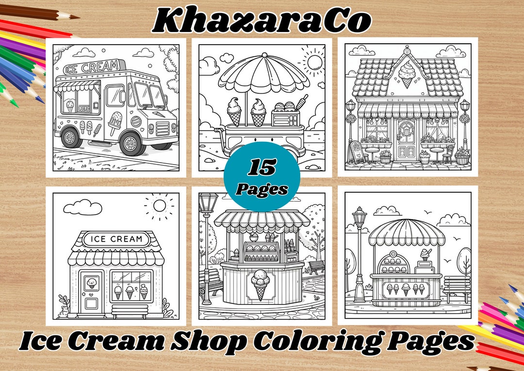 17 Ice Cream Shop Coloring Pages for Kids and Adult - Etsy