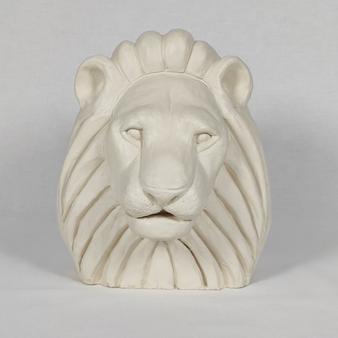 Clay Lion Head Sculpture Etsy