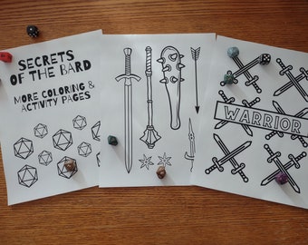 DnD Inspired More Coloring and Activity Pages (21 page digital download)