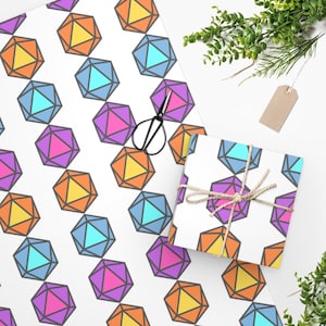 DnD Inspired Colorful Dice Wrapping Paper