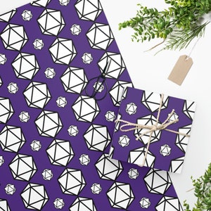 D20 Dice Pattern Purple Wrapping Paper