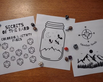 DnD Inspired Coloring and Activity Pages (21 page digital download)