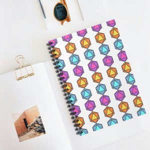 D20 Colorful Dice Pattern Spiral Notebook - Ruled Line