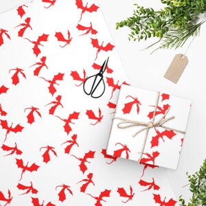 DnD Inspired Red Dragon Holiday Wrapping Paper