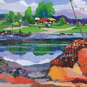 Traveling into Time, Gaze by Korean artist, Kelly Insoo Han Acrylic on Canvas 90.9 x 72.7 cm