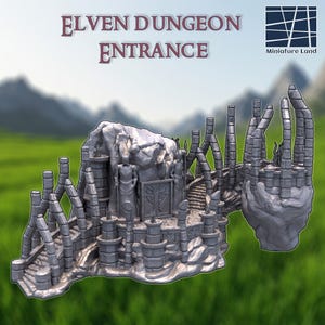 Entrada a una mazmorra élfica / Terreno de mesa impreso en 3D para D&D y juegos de rol / Terreno élfico, Terreno D&D, Regalos para Dungeon Master, D&D, Terreno