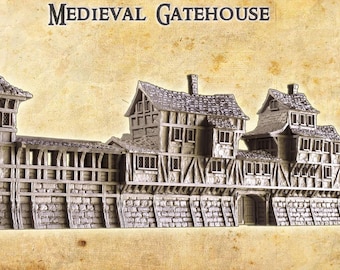 Medieval Gatehouse | 3D Printed Modular Fantasy Castle Wall & Tower Terrain for DnD, RPG, and Wargaming | Medieval Tabletop Scenery