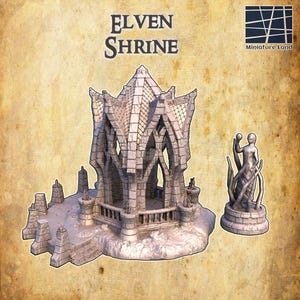 Santuario Élfico / Terreno de mesa impreso en 3D / Escenografía en miniatura para DnD y RPG / Santuario de fantasía para Dungeons and Dragons, TTRPG, Terreno Élfico para DnD