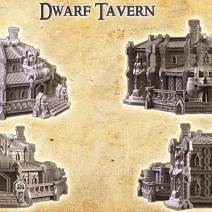 Dwarf Tavern Tabletop Terrain – 3D Printed Fantasy RPG & DnD Miniature Building | Modular Multi-Level Medieval Tavern, Dnd Dwarven Terrain
