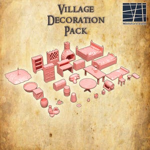 Village Decoration Pack (30 Object) | Dnd Terrain, Dnd Accessories, Dungeon Master Gifts, Dnd Village Terrain