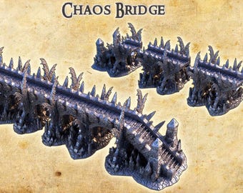 Chaos Bridge | 3D Printed Fantasy Tabletop Terrain | Dnd & RPG Wargaming Scenery | Gothic Dark Fantasy Bridge for Miniatures, Dnd Terrain