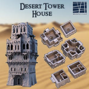 Desert Tower House | 3D Printed Tabletop Terrain for D&D and RPG Gaming | Dnd Desert Terrain, Dnd Accessories, Dnd Terrain, Rpg Scenery