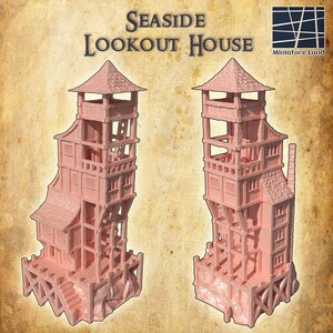 Seaside Lookout House Tabletop Terrain | Dnd Terrain, Dnd Accessories, Dungeon Master Gifts, Seaside Terrain, Dnd Coastal Terrain