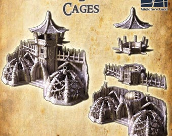 Orc Beast Cages | 3D Printed Tabletop Terrain Set for Dnd & RPG Wargaming | Orc Encampment Miniature Scenery, Dnd Terrain, Dnd Accessories