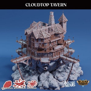 Airship Tavern Set, Cloudtop Airship Tavern Terrain, DnD Airship, DnD Terrain, DnD Miniature, Pathfinder, 40k, D&D