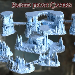Upphöjd frostgrotta | 3D-utskriven bordsterräng för D&D och RPG-spel | Dungeon Master-presenter, D&D-terräng, frusen terräng, RPG-landskap