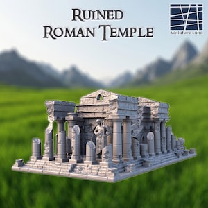 Ruined Roman Temple | 3D Printed Tabletop Terrain for D&D and RPG Gaming | Dungeon Master Gifts, Historical Replica, Roman Terrain