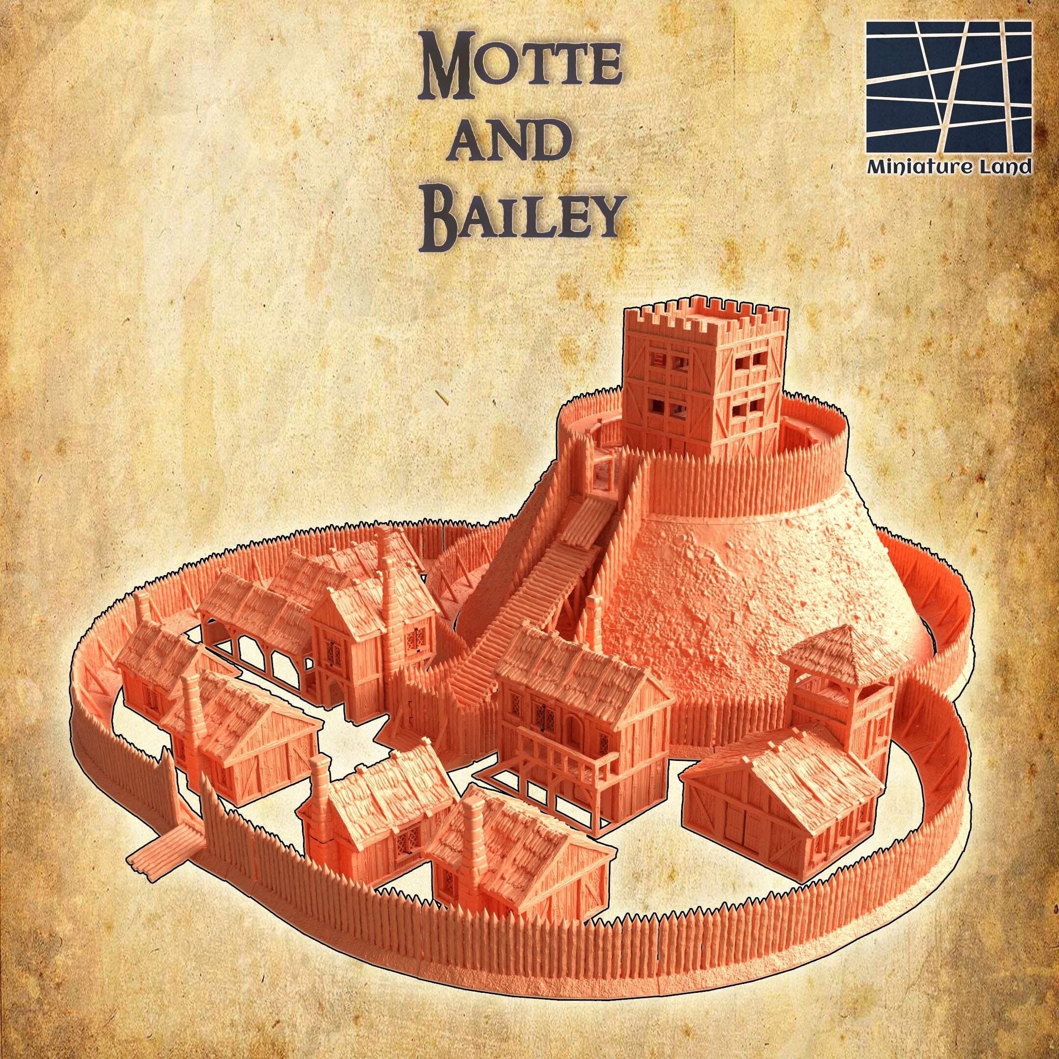 Modular Motte and Bailey, Dnd 28mm Terrain, Miniatureland Etsy