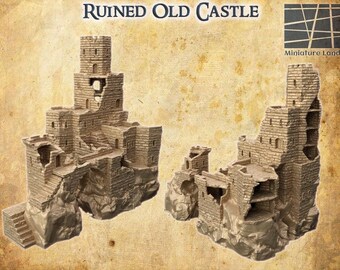 Terreno de mesa de Castillo Antiguo en Ruinas / Terreno de DnD, Accesorios de DnD, Regalos para Dungeon Master, Ruinas de Castillo