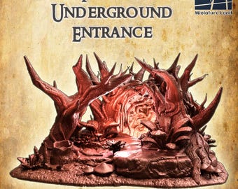 Terreno de mesa para la entrada subterránea del bosque / Terreno para DnD, Accesorios para DnD, Regalos para Dungeon Master, Terreno subterráneo