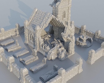 Ruined Small Church | Dnd Terrain, Dnd Accessories, Dungeon Master Gifts, Dnd Church Terrain