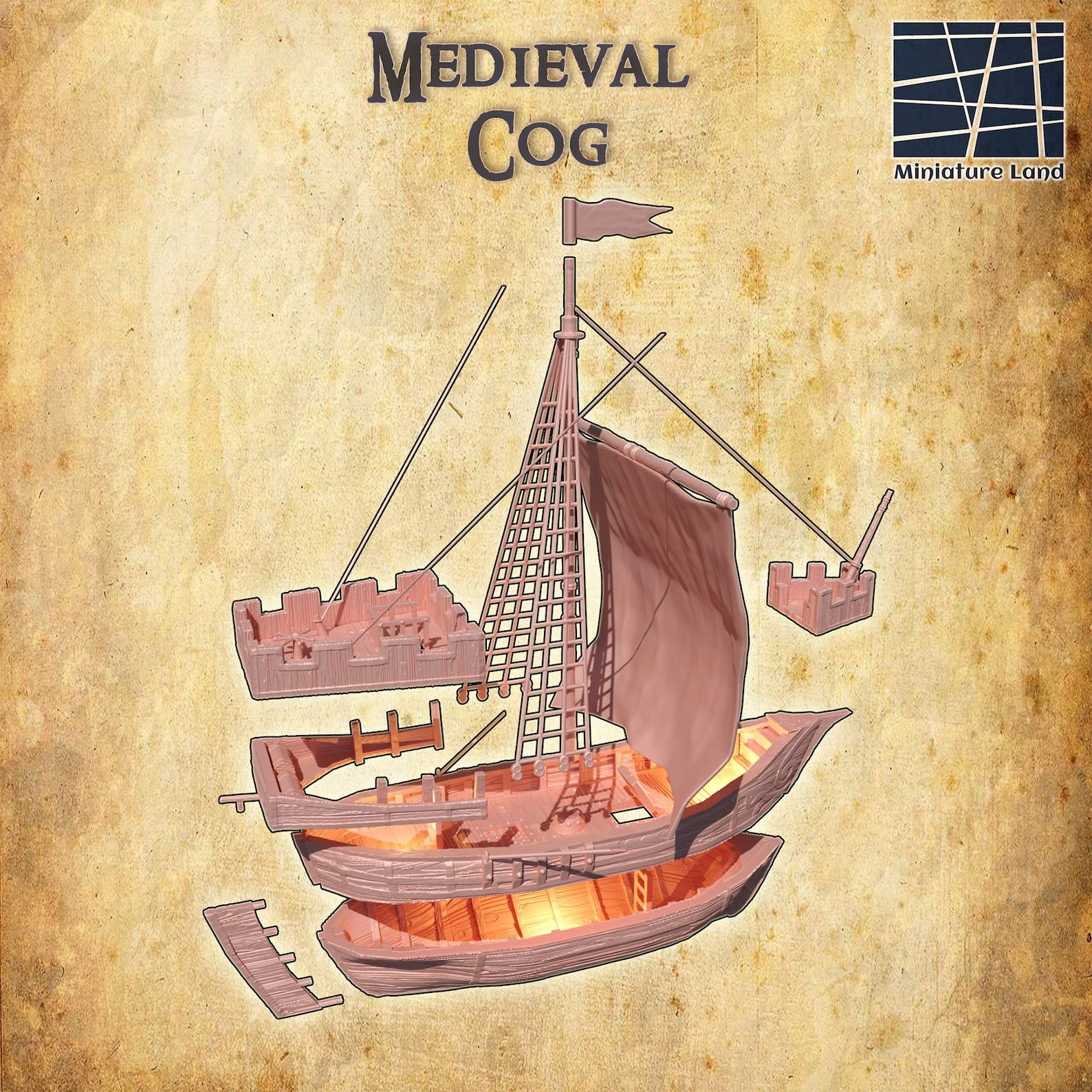 Medieval Cog Dnd Ship Terrain Dnd Cog Ship 28mm - Etsy UK