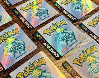 Pokémon Crystal Clear Holographic Label - Laminated Replacement Label for Game Boy Cartridge
