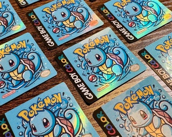 Pokémon Blue Holographic Label (Squirtle Edition)- Laminated Replacement Label for Game Boy Cartridge