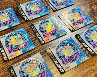 Pokémon Blue Holographic Label (Japanese Edition) - Laminated Replacement Label for Game Boy Cartridge