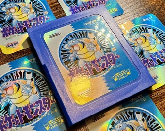 Japanese Pokémon Blue Holographic Kitsch Bent Game Boy Cart Labels