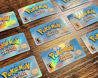 Pokémon Crystal GBA Holographic Label - Laminated Replacement Label for Game Boy Advance Cartridge