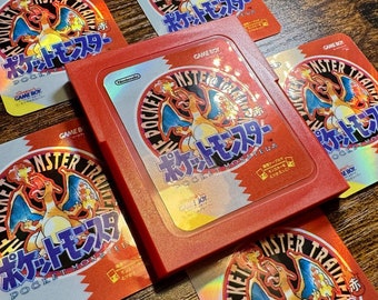 Japanese Pokémon Red Holographic Kitsch Bent Game Boy Cart Labels