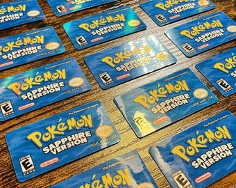 Pokémon Sapphire GBA Holographic Label - Laminated Replacement Label for Game Boy Advance Cartridge