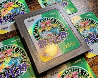 Japanese Pokémon Green Holographic Kitsch Bent Game Boy Cart Labels
