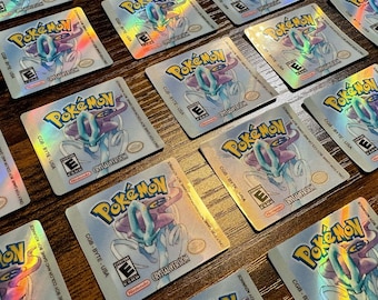 Pokémon Crystal Holographic Label - Laminated Replacement Label for Game Boy Cartridge