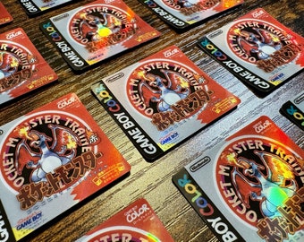 Pokémon Red Shiny Charizard Holographic Label (Japanese Edition) - Laminated Replacement Label for Game Boy Cartridge