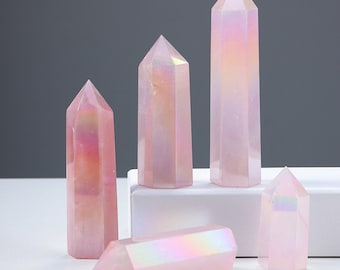 Enrich Your Life with the Radiant Aura Rose Quartz Point Generator Tower