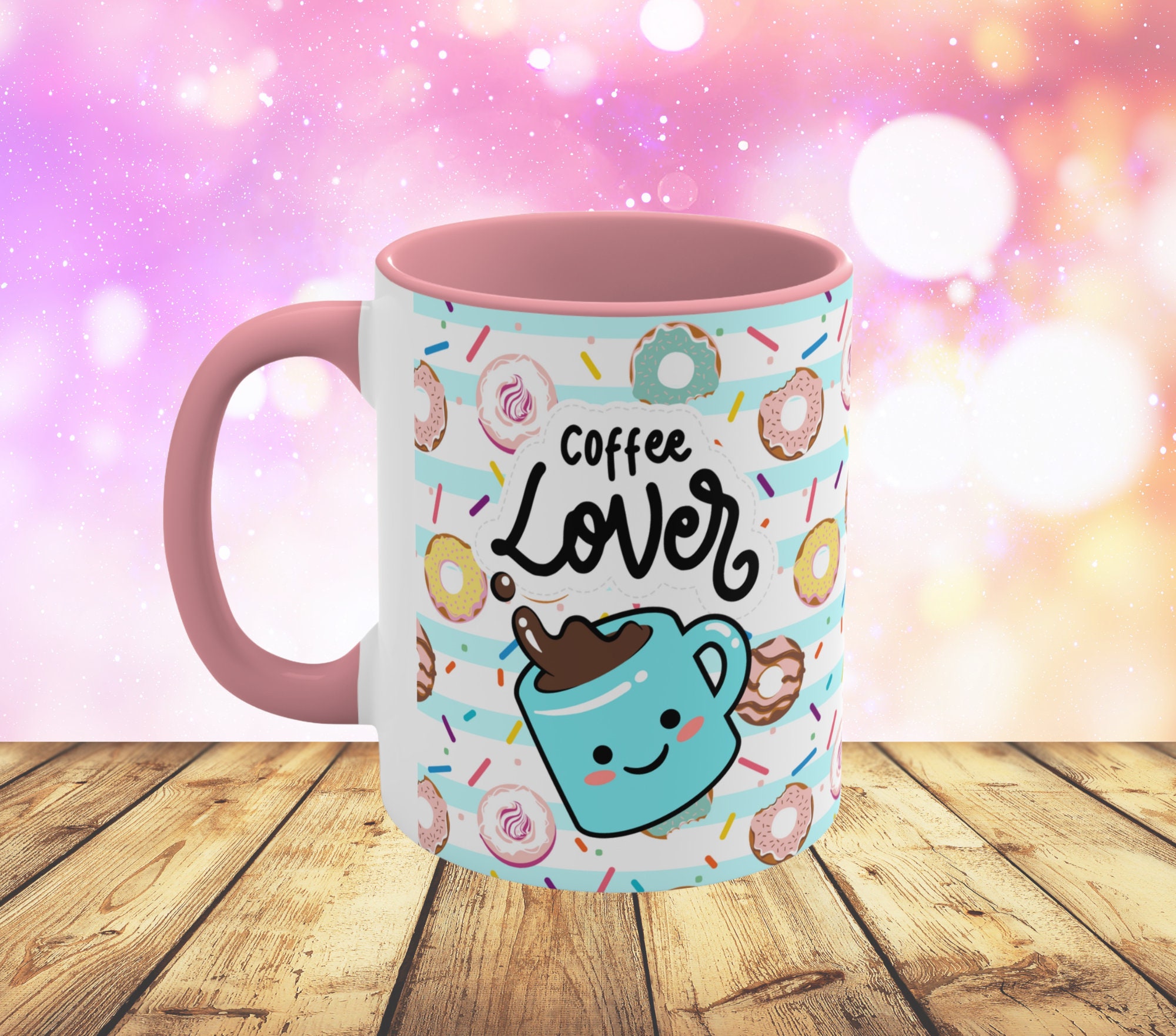 Donut Mug for Donut Lovers Birthday, Donut Coffee Cup, Valentines Gift