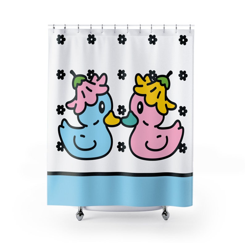 Duck Shower Curtain Rubber Ducky Kids Bathroom Decor Duck Shower