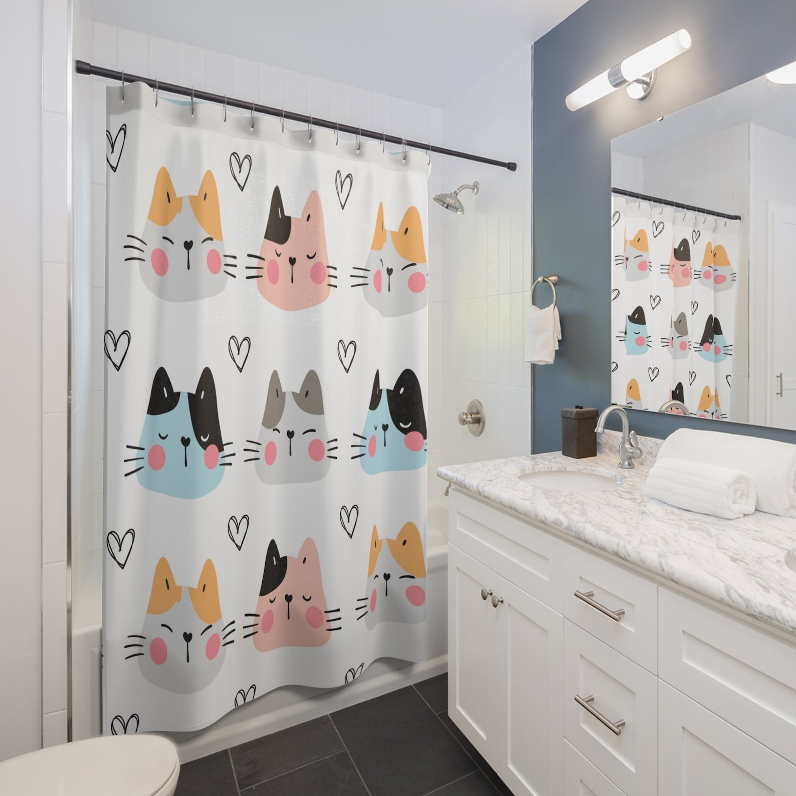 Cats Shower Curtain Cute Cat Bathroom Curtain Shower Curtains With Cute Animals Cat Owner Gift